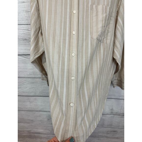 A New Approach Women's Cream & White Striped Button Up Top Size XL - Picture 5 of 9